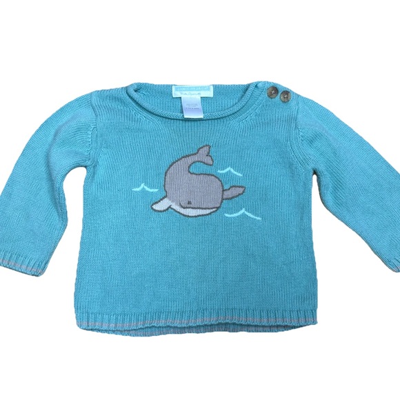 Boys Janie & Jack Blue Knit Whale Sweater - Picture 1 of 4